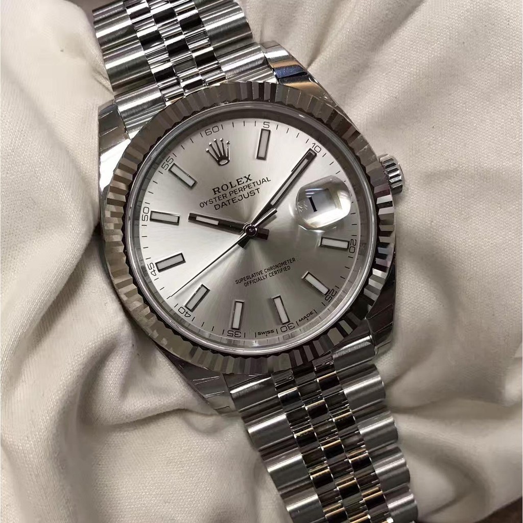 Rolex rotx Log Series นาฬิกาผู้ชายกลไกอัตโนมัติ126334หน้าเงิน