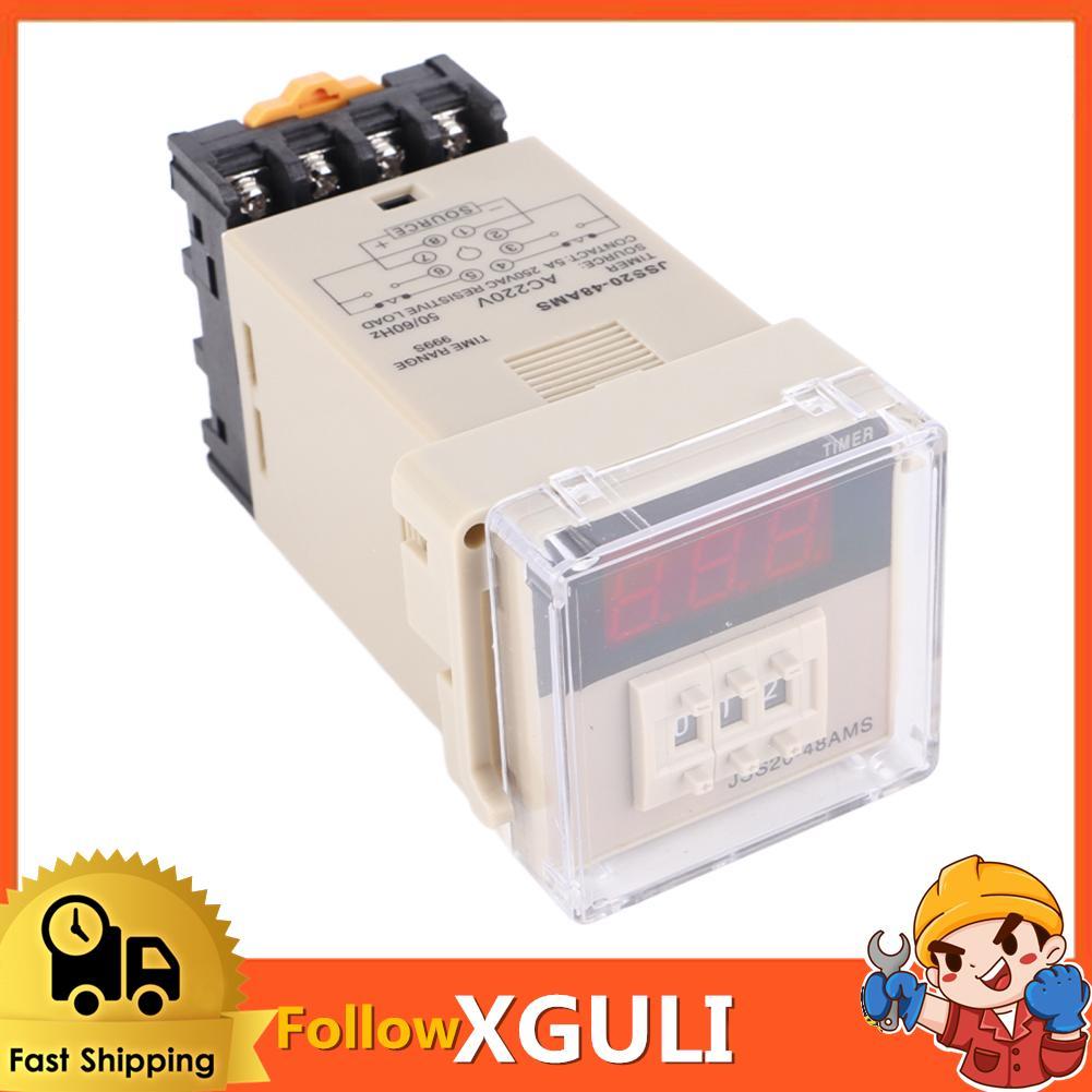 Xguli รีเลย์ตั้งเวลา JSS20-48AMS 1-999S AC 220V เปิดหน่วงเวลาโมดูลแสดงผลดิจิตอลขนาดกลาง