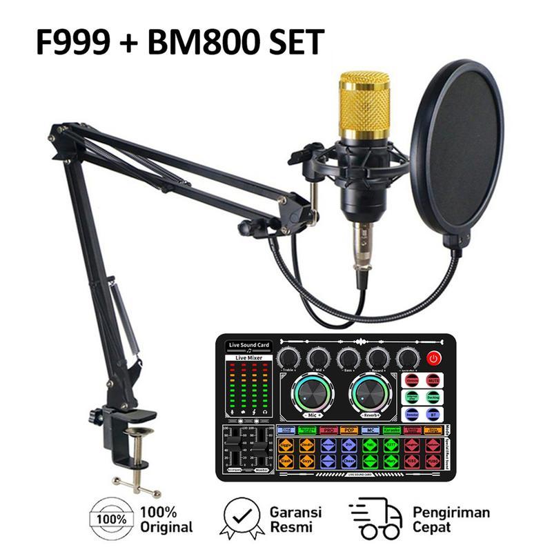 F999 + BM800 ชุดการ์ดเสียงไมโครโฟนชุดเครื่องผสมเสียง Vocoder Mixer เครื่องขยายเสียงโทรศัพท์มือถือคอม