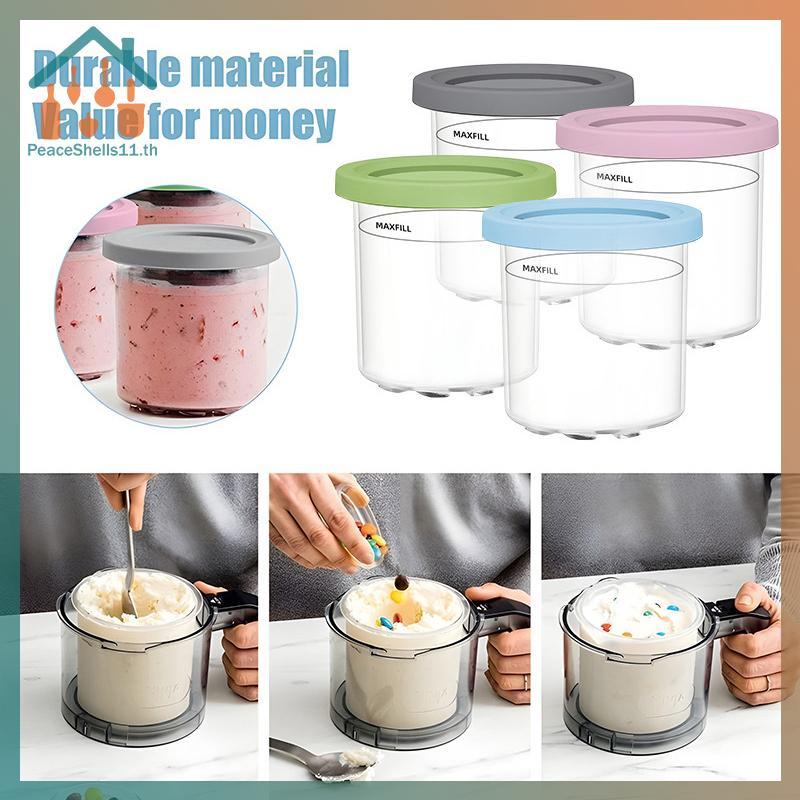 PeaceShells ไอศกรีม Pints ถ้วยภาชนะไอศกรีมพร้อมฝาปิดสําหรับ Creami Pints สําหรับ Nc301 Nc300 Nc299am