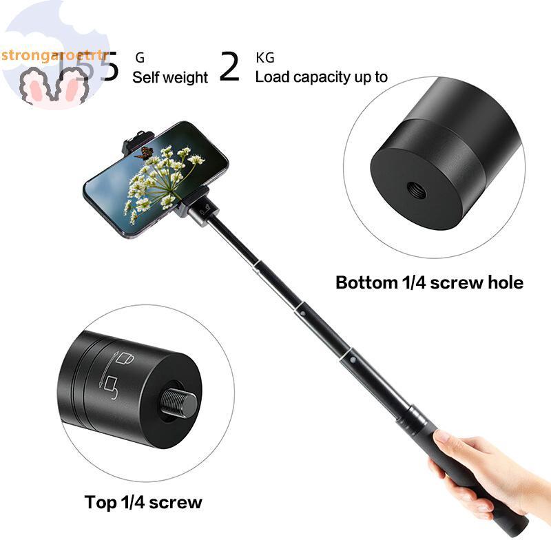 Strongaroertr 73 ซม.Selfie Stick แบบพกพาปรับ Extension Bar Pole สําหรับ Action กล้องไมโครโฟนขาตั้งกล