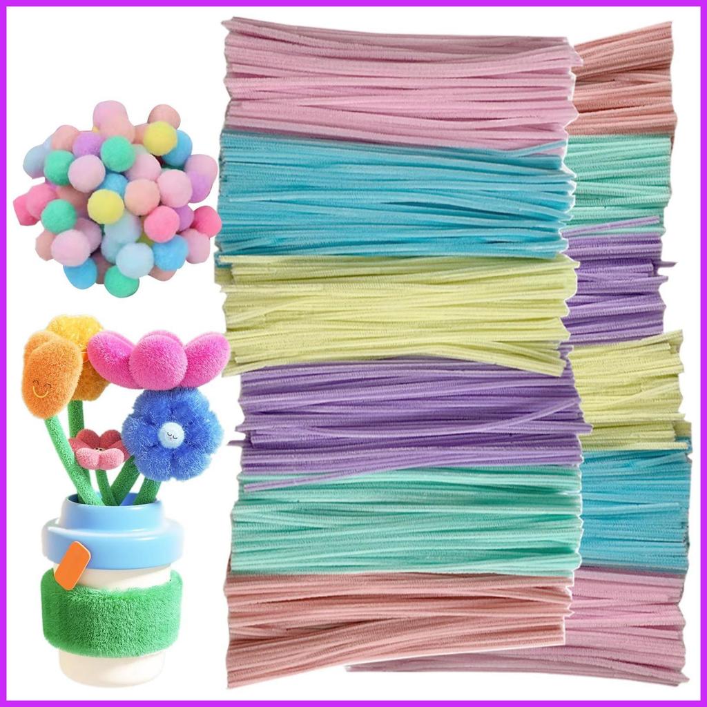 น้ํายาทําความสะอาดท่อสีสําหรับงานฝีมือ 200X Fuzzy Wire Sticks 20X ลูกผมบิด Stick สําหรับช่อดอกไม้สัต