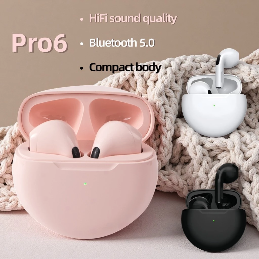 หูฟังบลูทูธ True Wireless Pro6 รองรับการโทรและควบคุมแบบสัมผัส เหมาะสําหรับสมาร์ทโฟนพร้อมฟังก์ชั่นบลูทูธ