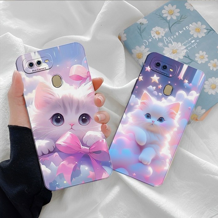 [GC05] OPPO A5s/A7/A12/A11K/F9/ 2 PRO/A3S/A1K/REALME C2 Case CUTE PINK CAT เคสมือถือผู้หญิง - เคส PR