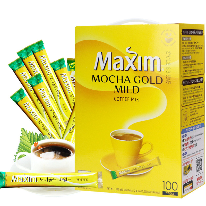 Maxim Coffee Powder Maxim 3 in 1 นําเข้าจากเกาหลี Mocha Instant 100 ชิ้น Gift Box Yellow Box Maxim C
