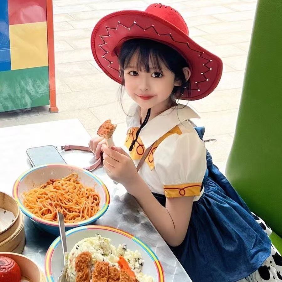 Dopamine Triss Woody Denim Girls Lolita Princess Dress Children COS Skirt Dress 51024