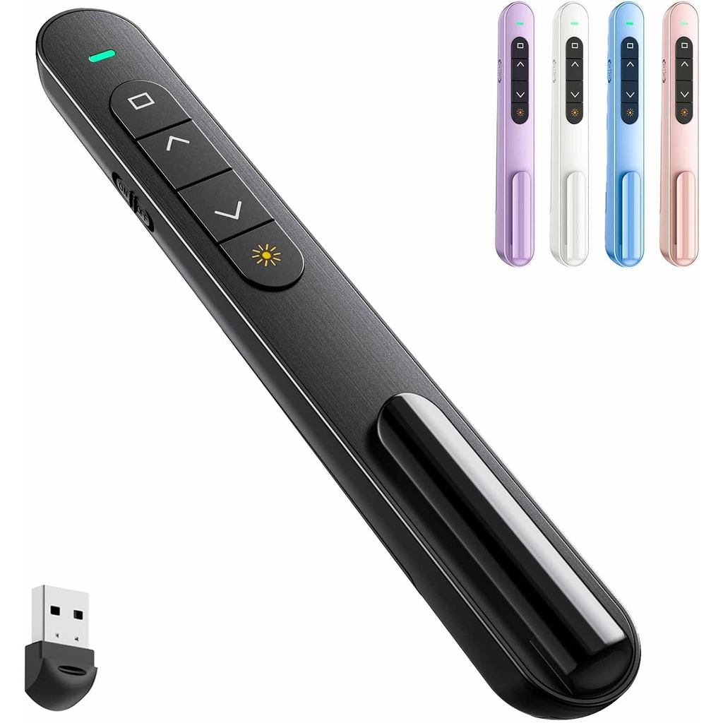 QUI Presentation Clicker สําหรับ PowerPoint, RF 2.4GHz USB Wireless Presenter Remote พร้อมการควบคุมร