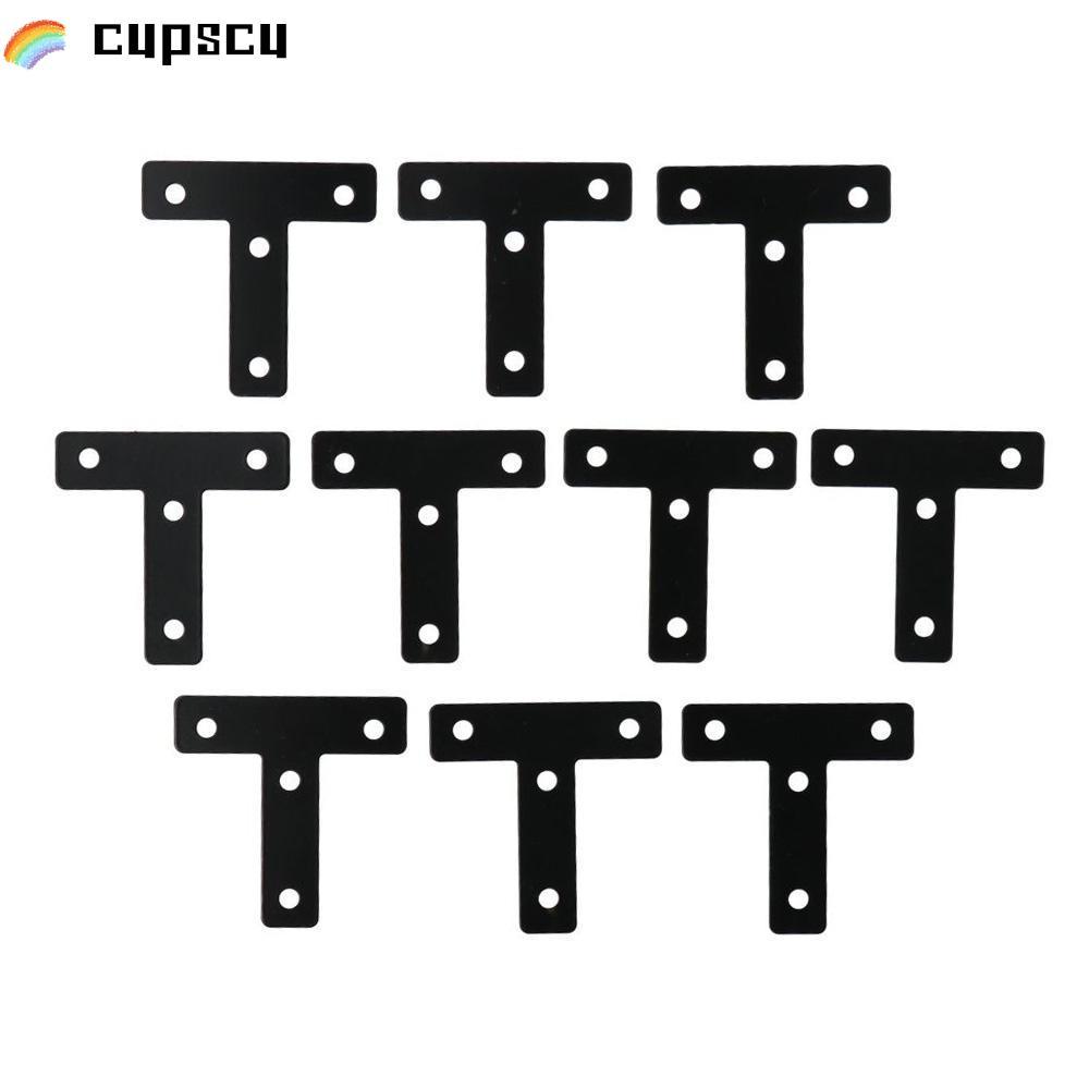 CUPSCU 10PCS T T T Ulead สีดํามุมแบนวงเล็บ, 60 มม./2.36in เหล็ก T รูปร่างมุม Braces, Rust-proof สีดํ