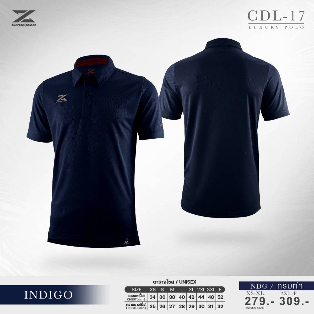 เสื้อโปโลแขนสั้นสีดำ CDL-17 CADENZA ดีไซน์ล่าสุด สำหรับทุกเพศ