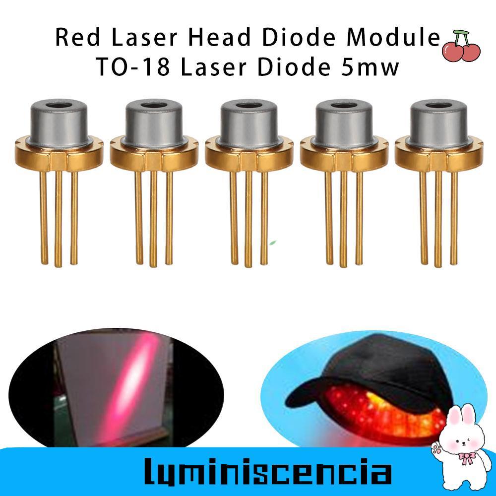 LUMINESCIA 1/2/5/10 ชิ้นหัวเลเซอร์สีแดง 5MW DIY Lab 650nm 2.2V การเผาไหม้อินฟราเรด