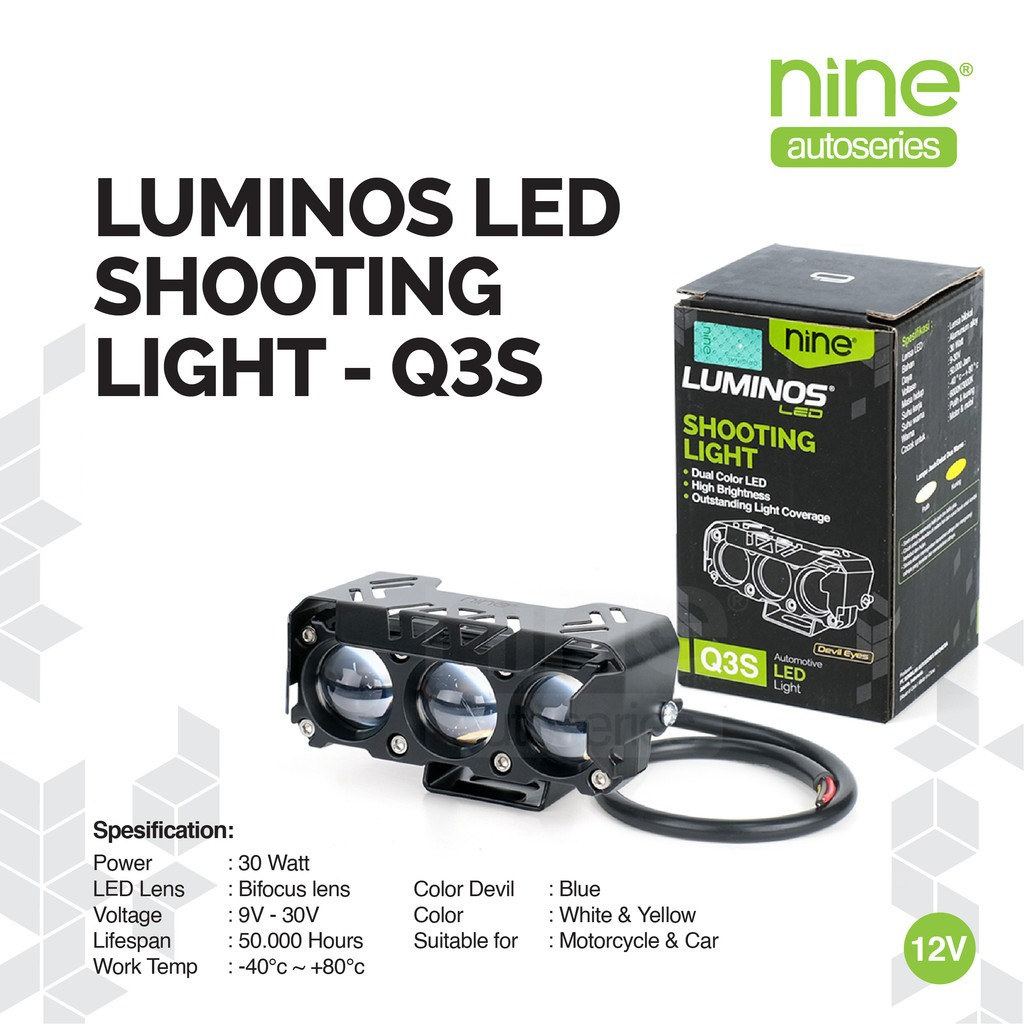 MATA LUXIMOS 30W SQL3 Devil Eye Spotlight สีขาวสีเหลืองเลเซอร์รถจักรยานยนต์รถ Q3s - NINE SURABAYA