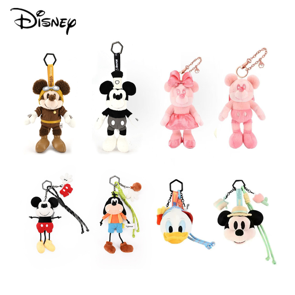 Disney Mickey Minnie Donald Goofy Plush พวงกุญแจกระเป๋าเป้สะพายหลัง Charm ของเล่นตุ๊กตานุ่มสําหรับกระเป๋าอุปกรณ์เสริม