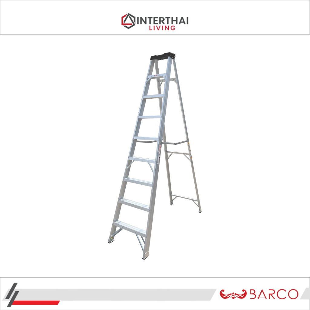 BARCO บันไดอลูมิเนียมทรงเอ มีถาด 9 ขั้น 2.6 ม.