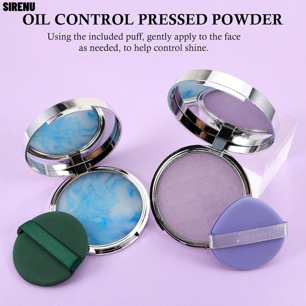 SIRENU Pressed Setting Powder, Lavender with Powder Puff Oil Control Pressed Powder, Waterproof Matt