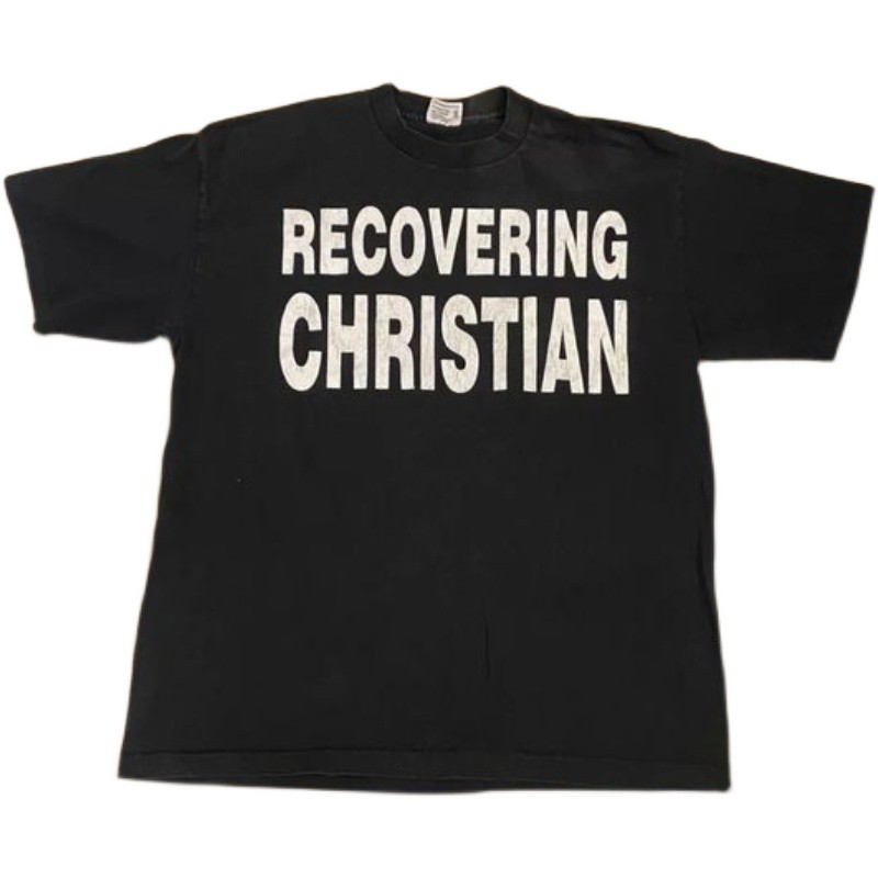 Wang You Sick Studio Heavy Impervious American Retro oldschool Niche Design Sense Letter เสื้อยืดแขน