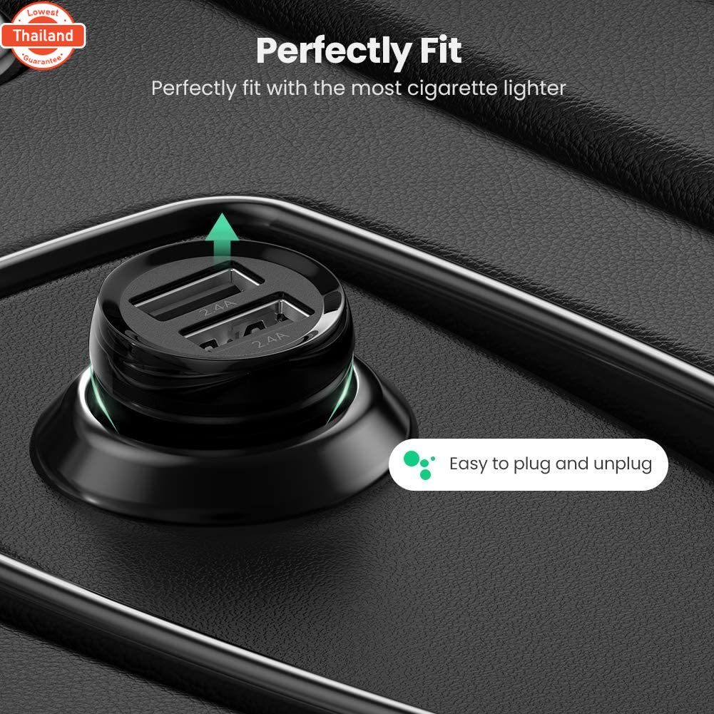 UGREEN 50875 Dual USB Car Charger with 24W 4.8A Car Charging Adapter Compatible for iPhone 12/SE/11 