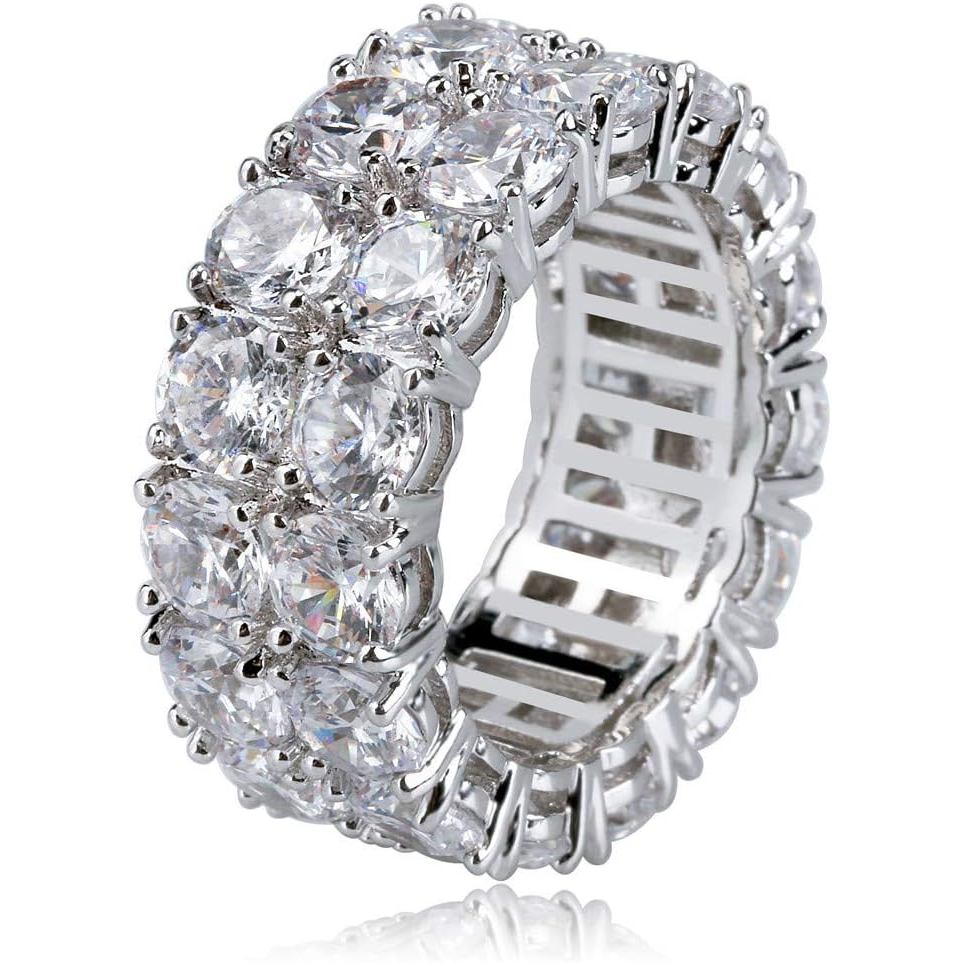 แหวน_unisex_ดีไซน์_cub_zirconia_สองแถว ทำจากทองเหลืองเคลือบ_14K_.available_in_sizes_6_to_12_with_a_d