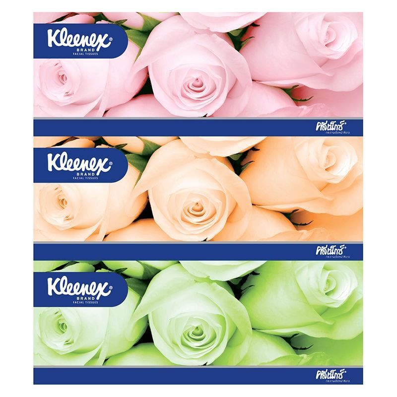 คลีเน็กซ์ฟลอรัลกระดาษเช็ดหน้า 135แผ่น แพค 3 Kleenex Floral Facial Tissue 135sheets Pack 3 [8850039711055 ]