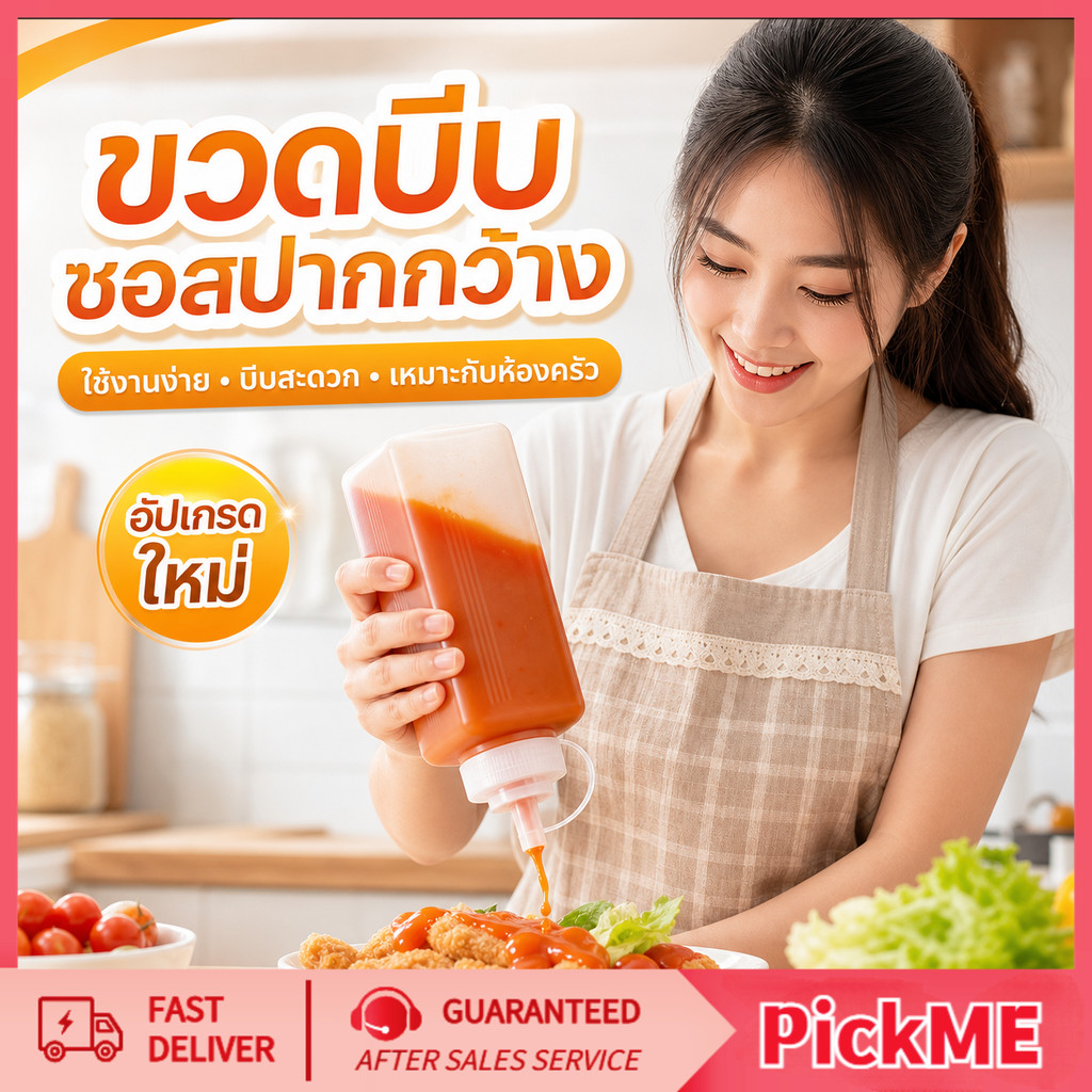 ขวดใส่เครื่องปรุงบีบลํากล้องขนาดใหญ่ 800 มล./1000 มล