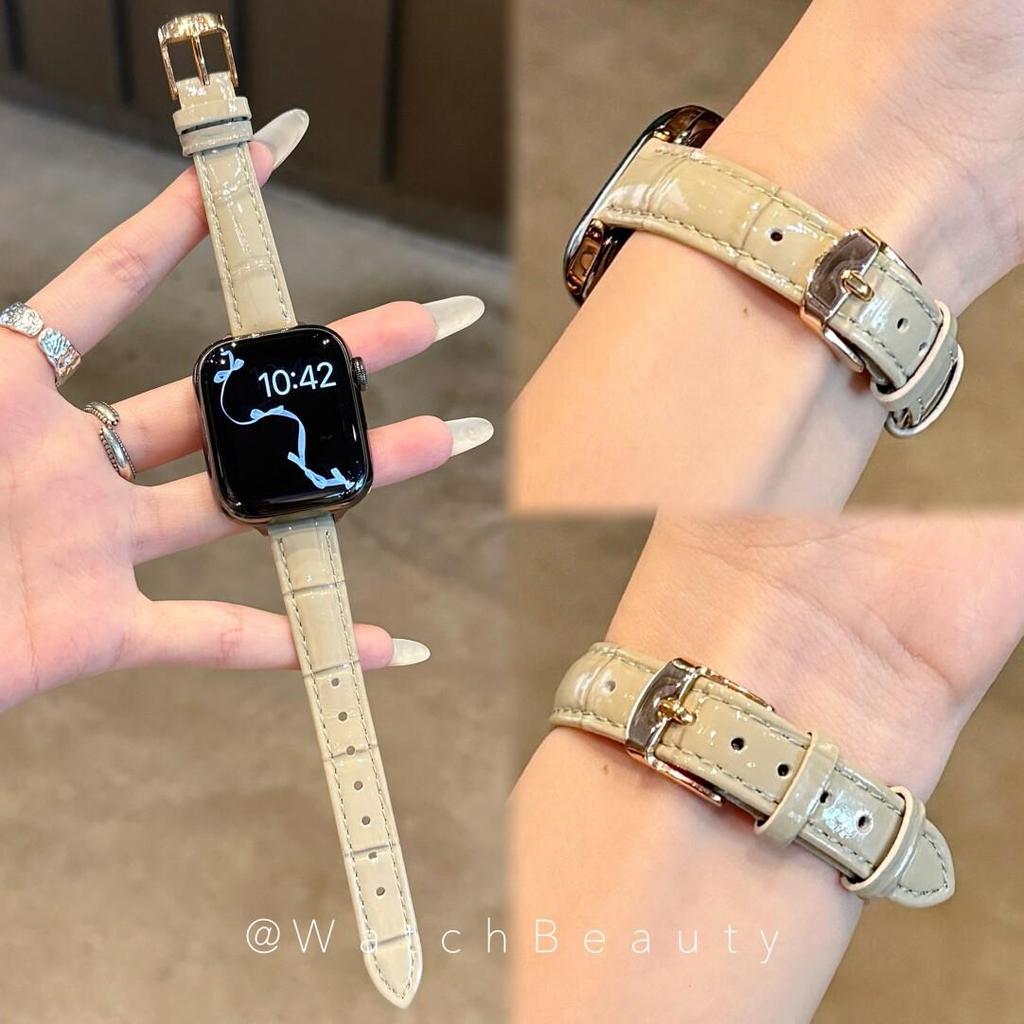 สายนาฬิกา สายหนังเคลือบเงา ดีไซน์เรียบหรู ใช้ได้กับ AppleWatch และ Smart Watch มีหลายสี และ หลายขนาดให้เลือก พร้อมส่ง
