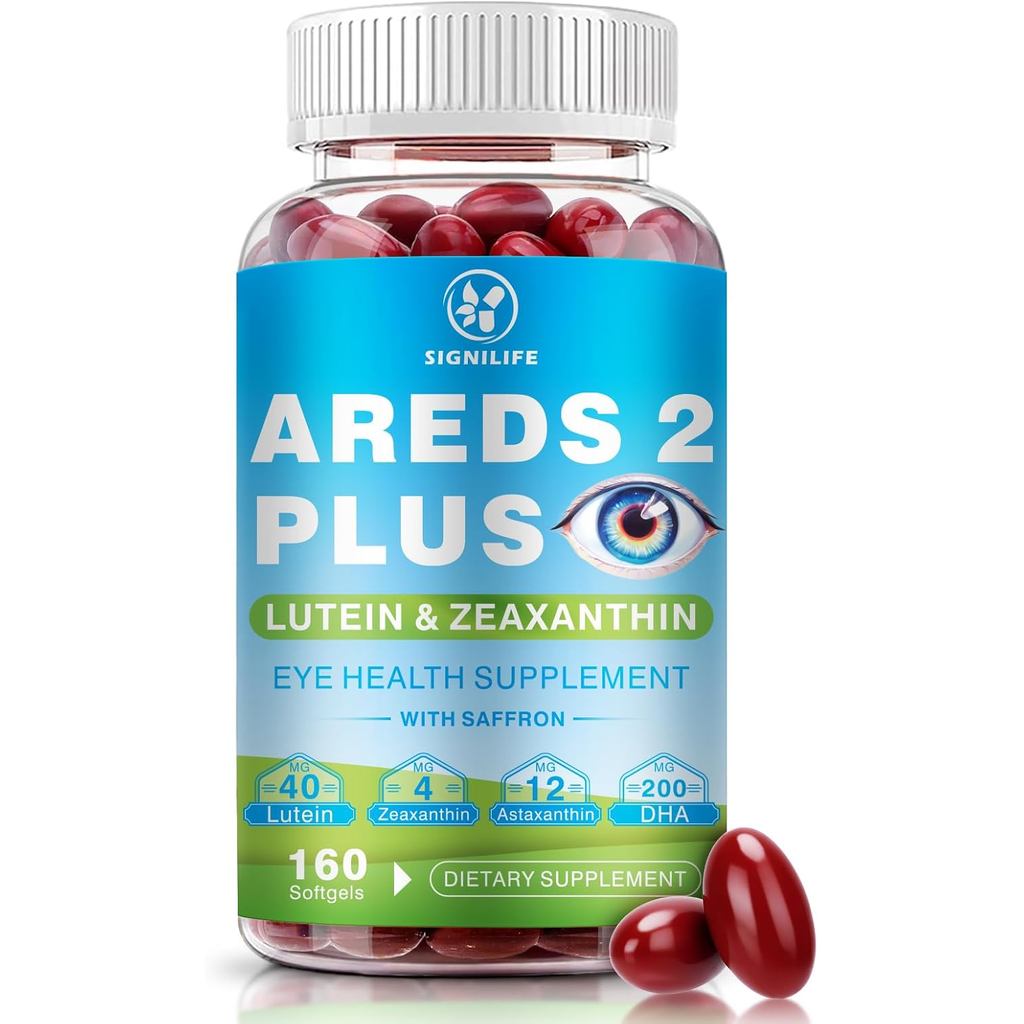 AREDS 2 Plus Eye Vitamins-40mg Lutein และ 4mg Zeaxanthin พร้อม Astaxanthin 12mg,Vitamins C, E, Saffr