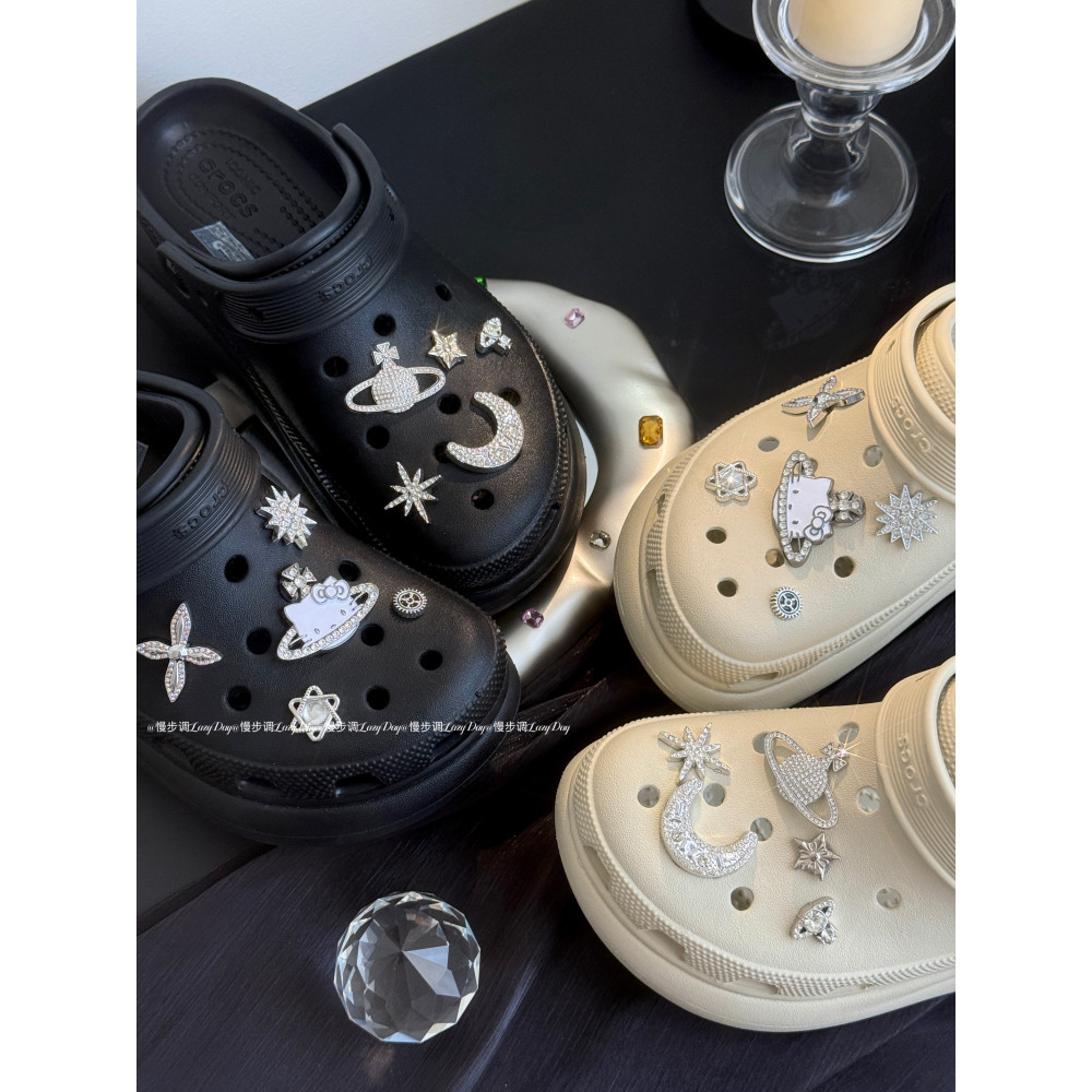 croc jibz jibbitz < Shining Star Moon} Original kt a Set of Holes Shoes Accessories High-End Sense c