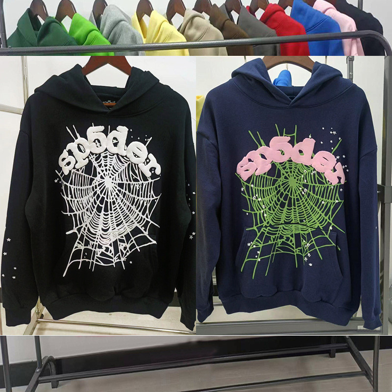 3NWZ Sp5der Heavyweight 450G Pastry เสื้อกันหนาวหนาโฟมพิมพ์ Spider Web Hoodie hoodies