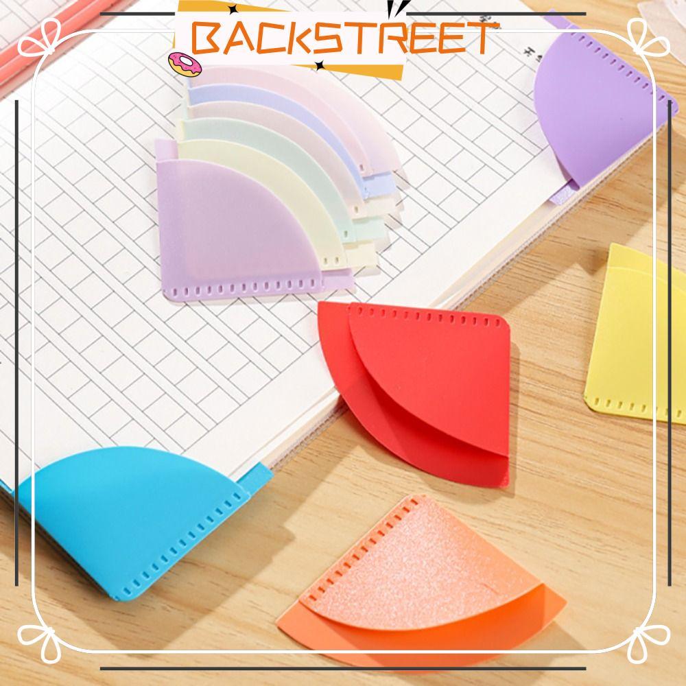 BACKSTAGE 6 ชิ้นที่คั่น, Anti-Curl Multi-Function Page Corner Protector, Fan-Shaped PP Book Page Cli