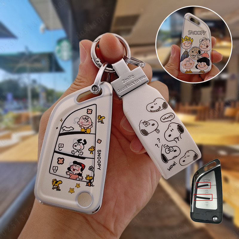 น่ารักการ์ตูนใบมีด Flip Key สําหรับ VVDI KD A28 NA28 ดัดแปลง 3 ปุ่ม หลังการขาย Remote Full Wrap Elec