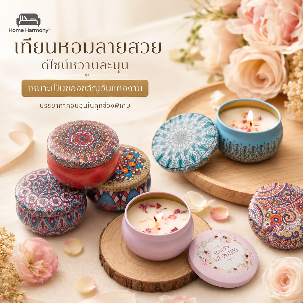 เทียนหอมอโรมา 100g เทียนหอมไขถั่วเหลือง กลิ่นหอม ส่วนผสมจากธรรมชาติ S00019