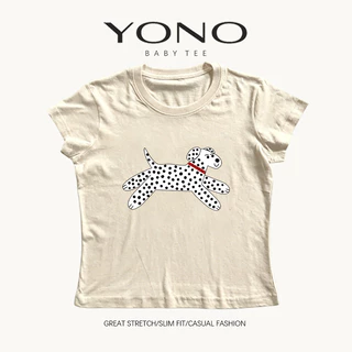 (พร้อมส่ง24ชม.) baby tee สีดำ ลายหมาดัลเมเชียน ฟีลมินิมอลน่ารักหวานเท่ ทรงเข้ารูป ใส่ชิคทุกวัน
