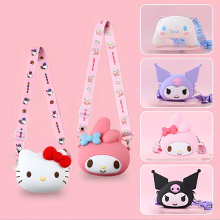 CF.HOME Sanrio กระเป๋าสะพายไหล่ ซิลิโคน ลาย Hello Kitty Kuromi My Melody Labubu ใส่เหรียญได้ ของเล่นสําหรับเด็ก