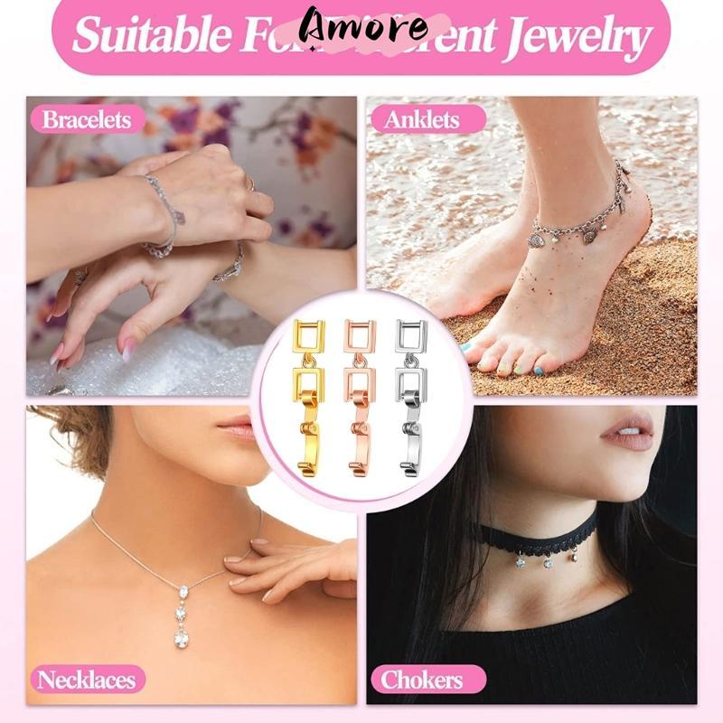 Amore 5 ชิ้นพับ Over Clasp Extenders สําหรับสร้อยข้อมือสร้อยคอและเครื่องประดับทํา