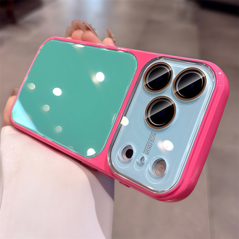 Aurora เคสโทรศัพท์สีตัดกันสําหรับ iPhone 17 Pro Max 14 15 16 pro max ฟิล์มป้องกันกระจกป้องกันการตกเคสนิ่มเคสป้องกันโทรศัพท์