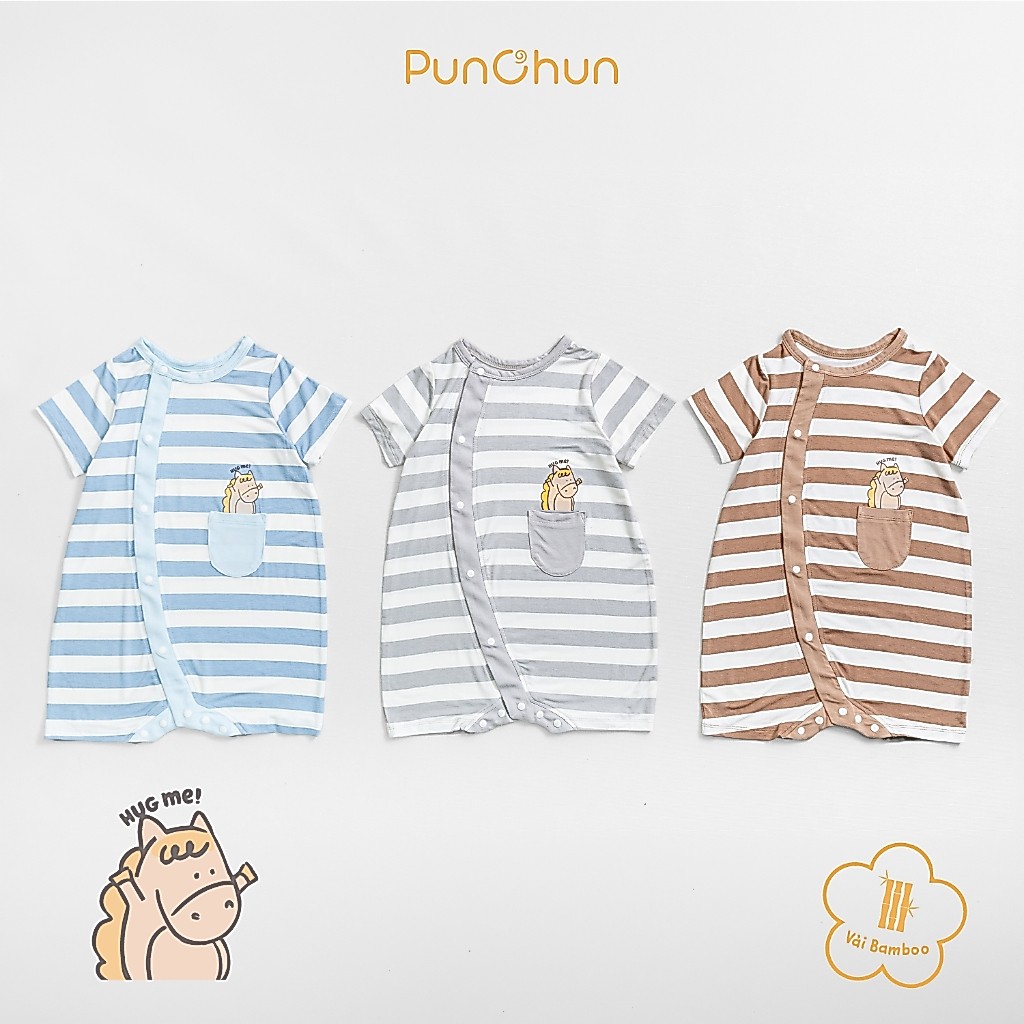 [PUNCUN 0-12M] บอดี้สูทกระดุมไขว้ Punchun Cup สําหรับเด็กผู้ชาย