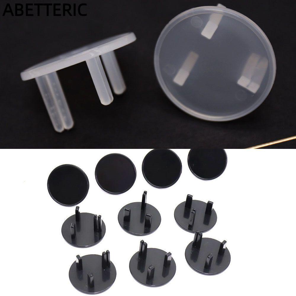 ABETTERIC UK Power Socket Guard Protector สีดําทรงกลมสีขาว ABS Plug Cover