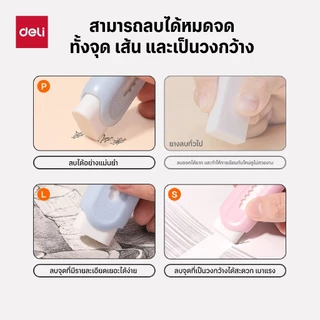 ยางลบปากกาเลื่อนสไลด์ Deli รุ่น VP100 วัสดุ TPE ลบสะอาด สีพาสเทล (คละสี)(จำหน่าย 1 ชิ้น)