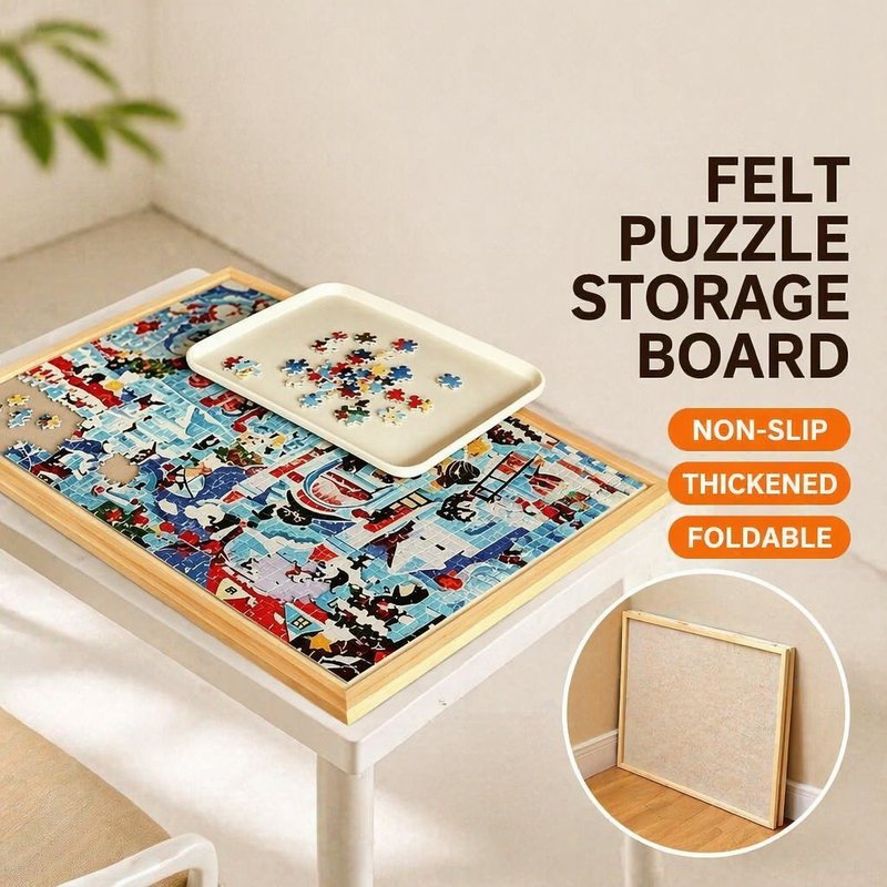 Felt Puzzle Board Storage Non Slip หนาพับได้ Tiltable Puzzle Workbench Serbaguna
