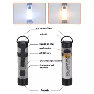 ไฟฉาย LED ขนาดจิ๋ว พกพาได้ ไฟฉายพวงกุญแจ มีตะขอแม่เหล็ก+คลิปหนีบหมวก ชาร์จ Type-C ความสว่างสูง ใช้กลางแจ้ง ไฟฉุกเฉิน