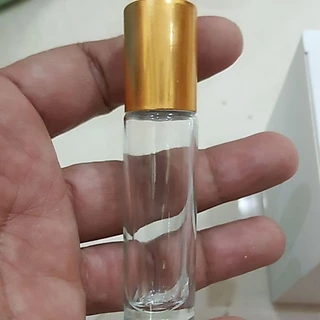 ขวดลูกกลิ้งใส8มล. มีฝาทอง คละสี โหลละ69