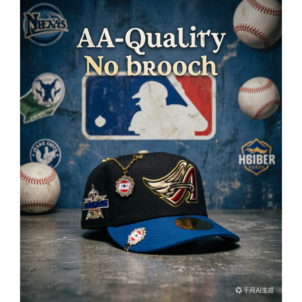 New July CollectionAA-หมวกเบสบอลปรับได้ NEW ERA 9FIFTY BLACK/NAVY ANAHEIM ANGELS W สไตล์รถบรรทุกปีกโ