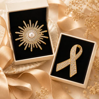 คริสตัลเพิร์ลเข็มกลัดคอลเลกชัน Rhinestone Statement Pins เครื่องประดับแฟชั่น 18 รูปแบบ