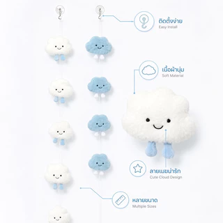 พร้อมส่ง ม่านประตูเมฆ จี้ม่านประตู 7 สตริง 18 ดอก น่ารัก เมฆนุ่ม ตกแต่งบ้าน ตกแต่งประตู ม่านประตู