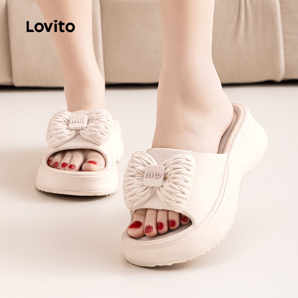 Lovito صندل مسطّح بنعل مرتفع — أسود — صورة 2