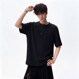 เสื้อยืดฮันรี่ลำบุตร สไตล์เกาหลี สไตล์โอลด์มันนี่ ผ้านุ่มเนียน สีพื้นแขนสั้น สวมใส่ได้ทั้งชายหญิง ใส่ง่ายจับคู่ได้ทุกชุด