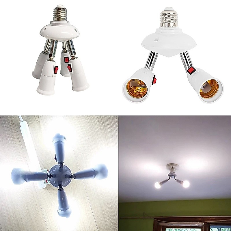 NAMA Light Socket Splitter 2 3 4 5 Way Adapter E27 Socket Converter ปรับได้
