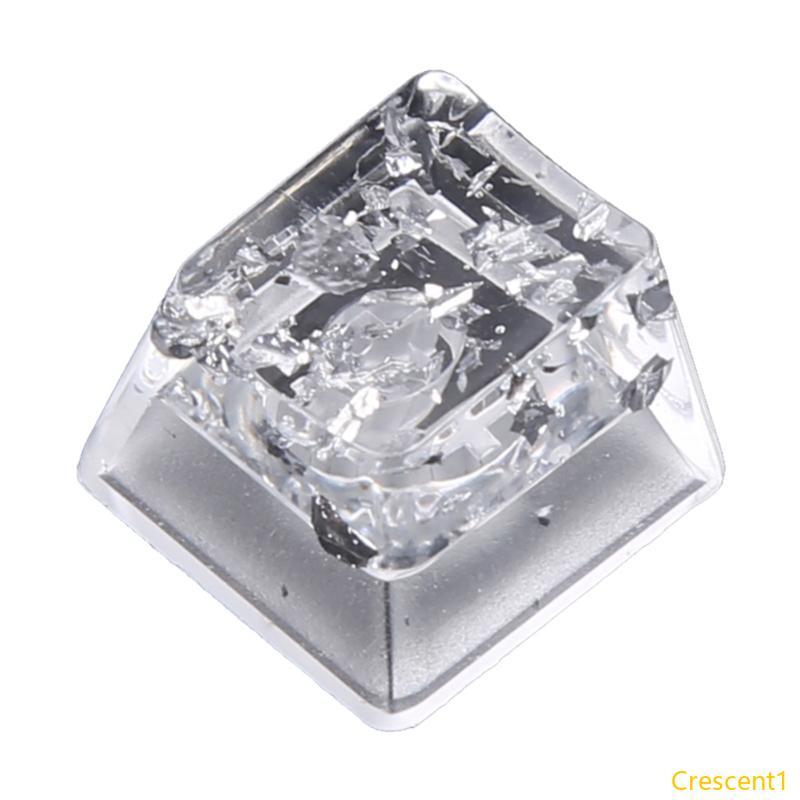 Crescent1 Gaming Keycaps โปร่งใสเงินฟอยล์เรซิ่น Keycap OEM Profile R4s Keycap สําหรับคีย์บอร์ดแบบกลไ