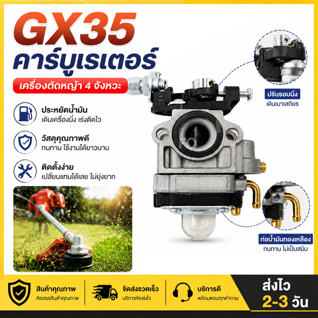 เหมาะสำหรับ คาร์บูเครื่องตัดหญ้า HONDA GX35 อย่างดี คาบูเรเตอร์ เครื่องตัดหญ้า 4 จังหวะ คาบู คาบูเรเตอร์ Gx-35
