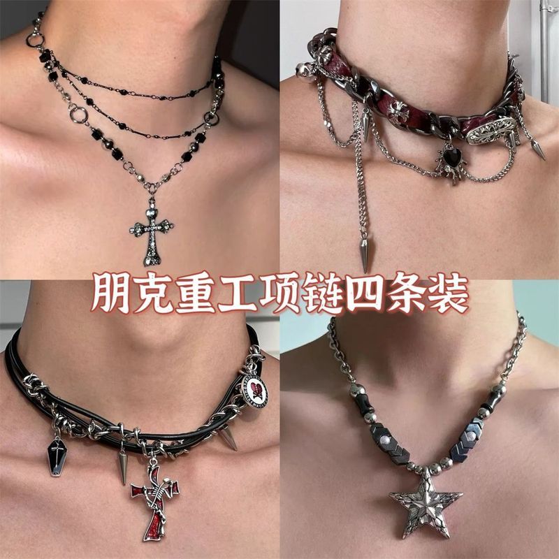 Cross Rivet Winding Collar s ใช้สร้อยคอสไตล์โกธิคหญิงเอเชียวัฒนธรรม y2k Yabi อุปกรณ์เสริมสร้อยคอ 7.1