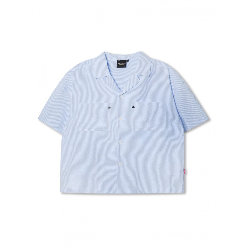 AGAINST LAB DUTY SEERSUCKER SHIRT STRIPE BLUE